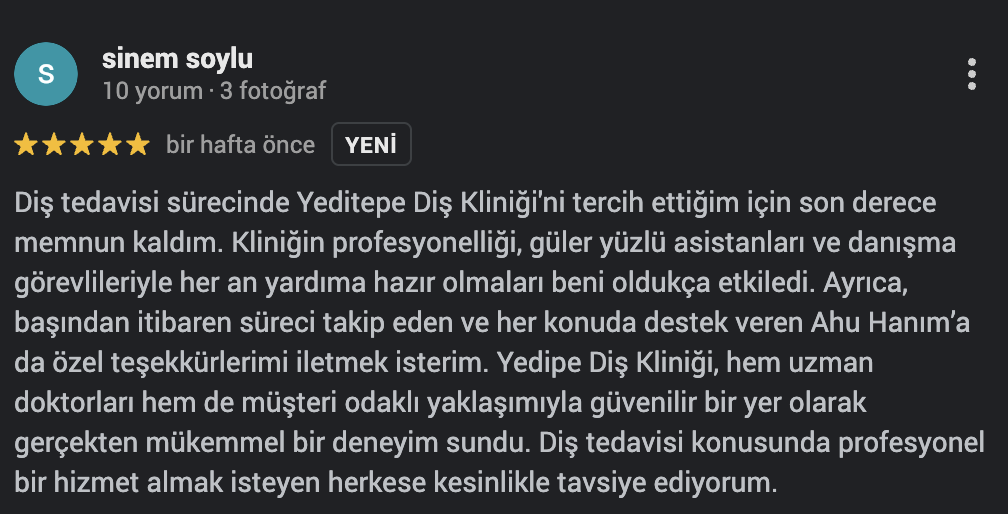 olumlu implant tedavisi yorumları